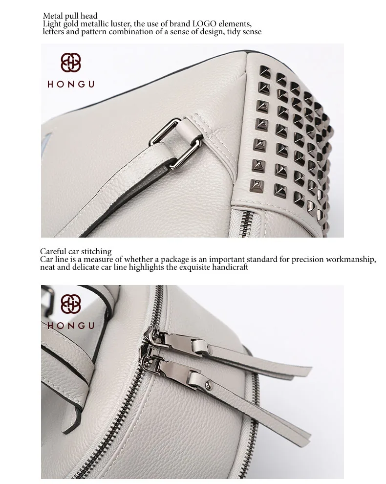 Fashion Women Backpack Ladies Handbag Shoulder Bag Leisure Upscale Genuine Leathe Bag With Rivet protection For Girl College Bag         H51940151-1 (16)