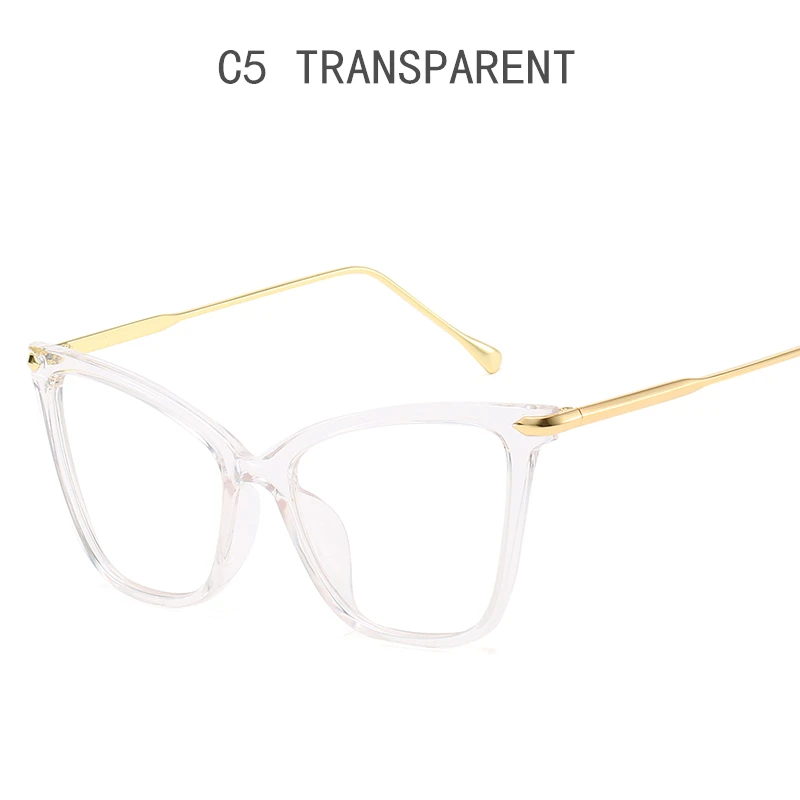Ретро Новые Женские оправы для очков классические брендовые дизайнерские Роскошные металлические оправы женские очки кошачий глаз Модный очки винтажные - Цвет оправы: C5 Transparent