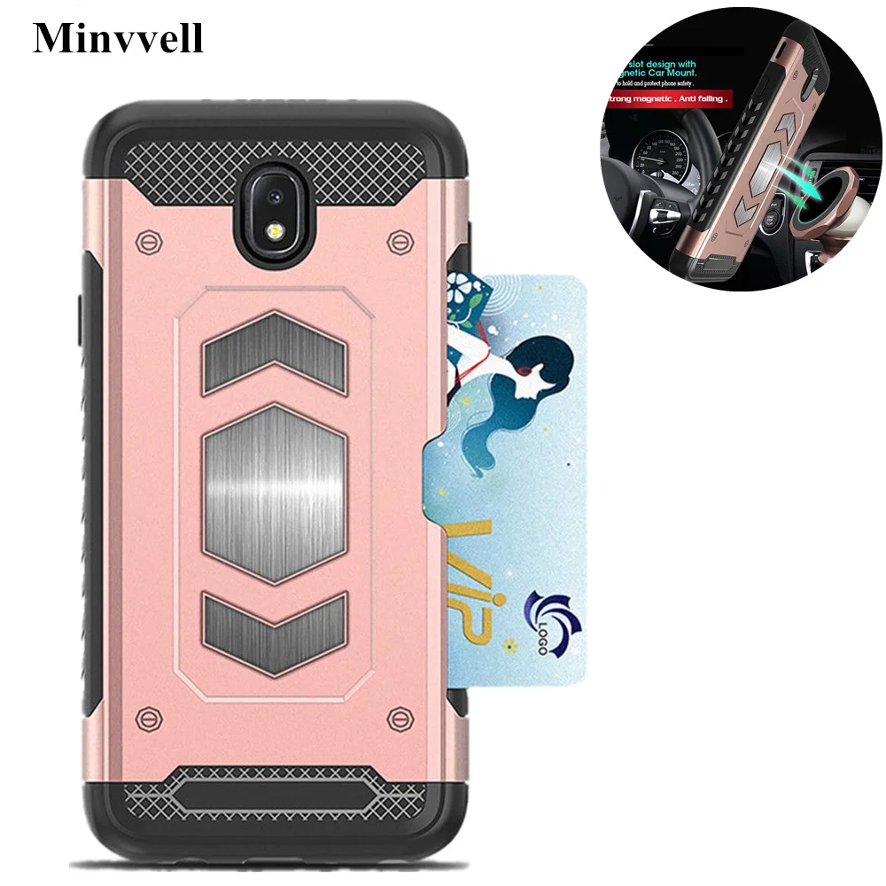 

For Samsung Galaxy J3 J5 J7 PRO 2017 EU Card Slots Magnetic Car Armor Case for Samsung J330 J530 J730 SM-J730 Cover Fundas