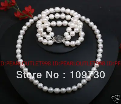 

Jewelry 00226 GENUINE AA 9.5MM PEARL NECKLACE BRACELET EARRINGS SET (A0423)