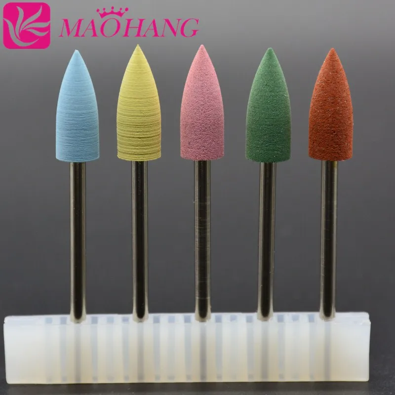 

MAOHANG 5PCS/Lot Super Nail Rubber Drill Bit Nozzle Silicone Polisher Cutter Nail Electric Manicure Drill Machine Accessory