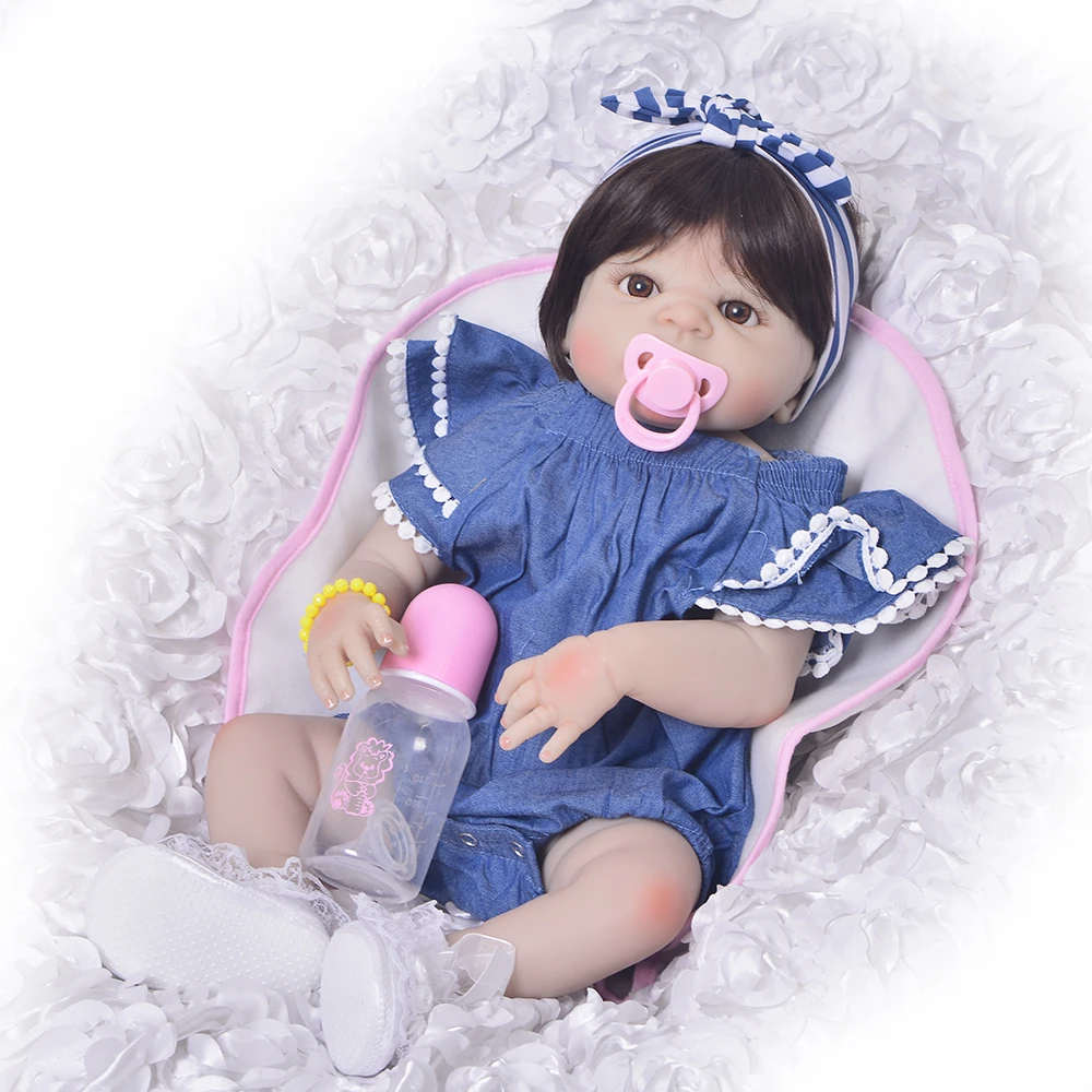 Стиль 23 ''Реалистичная кукла для новорожденной девочки полностью силиконовая виниловая восхитительная детская игрушка для девочки ковбойский комбинезон детский подарок на день рождения
