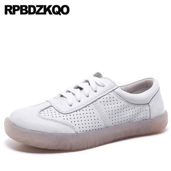 

latest breathable thick sole women wide fit shoes ladies platform 2019 white cowhide trainers flats sneakers large size creepers