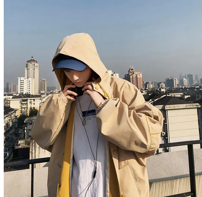 Korean Long Jacket Men Camouflage Hooded Trench Coat Men Spring Street Style Military Trenchcoat  (6)