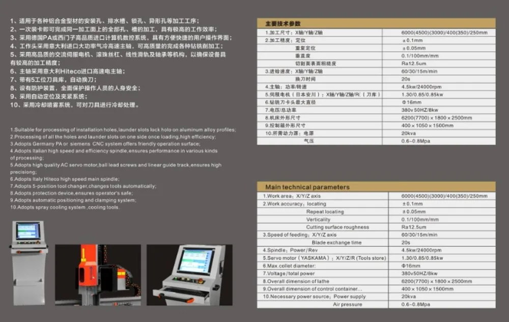 KE-PC4500/6000 3-axis CNC профиль machineing центр