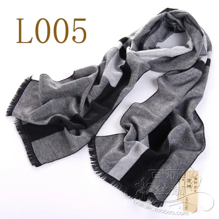 Silk warm and delicate 8 mulberry silk men's scarf to warm up and down black and white grey 005 male scarf