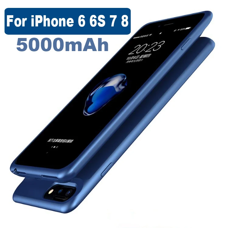 Battery Case 5000/7000mah For iphone 6 Plus 6s 7 8 Plus Power Bank Charing Case For iphone 6 6s 7 8 Battery Cases Charger - Цвет: For 6 6S 7 8-Blue