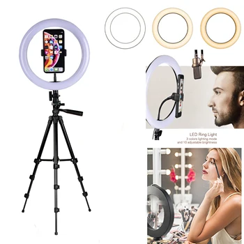

Newest Dimmable 10'' LED Ring Light Lighting Kit for Camera Photo Studio YouTube Video Shooting with 1M Photography Tripod Stand