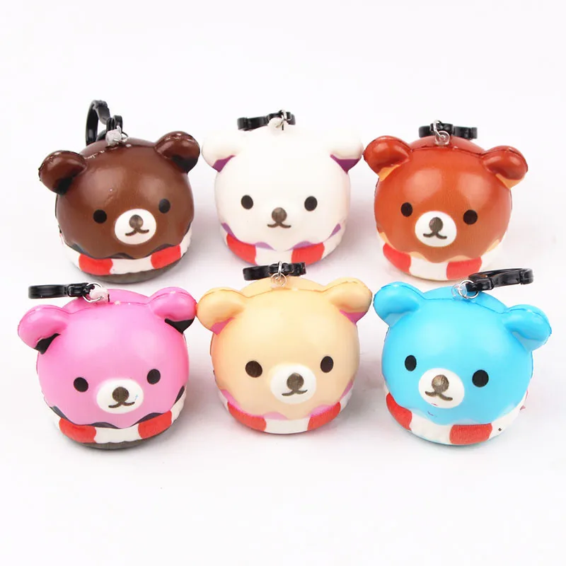 30pcs-редкий squishy красочный Медведь Хлеб медленный рост игрушечная еда мягкий PU телефон шарм игрушки-антистресс