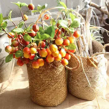 

5pcs Simulation Apple Branch 44.5cm Hand Bouquet Artificial Flower For Wedding Party four colors feel like truth foam apple
