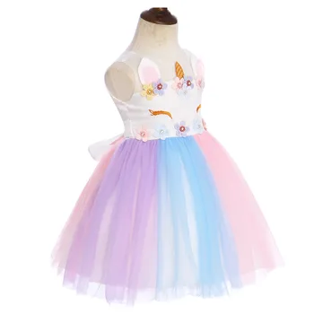 Cute Flower Unicorn Rainbow Dress