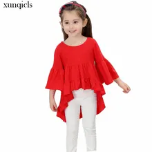 xunqicls 2-9Y Autumn Girls Long Sleeve Dress Spring Baby Princess Solid Children Kids clothing