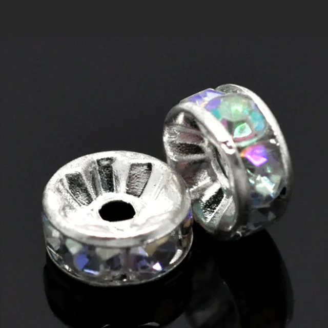 DoreenBeads Spacer Beads Round Clear AB Color Silver color AB Color Rhinestone A DoreenBeads Spacer Beads Round Clear AB Color Silver color AB Color Rhinestone A
