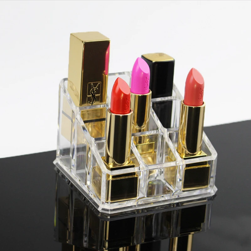 Прозрачный акриловый Органайзер для губной помады с 9 отделениями|cosmetic organizer makeup