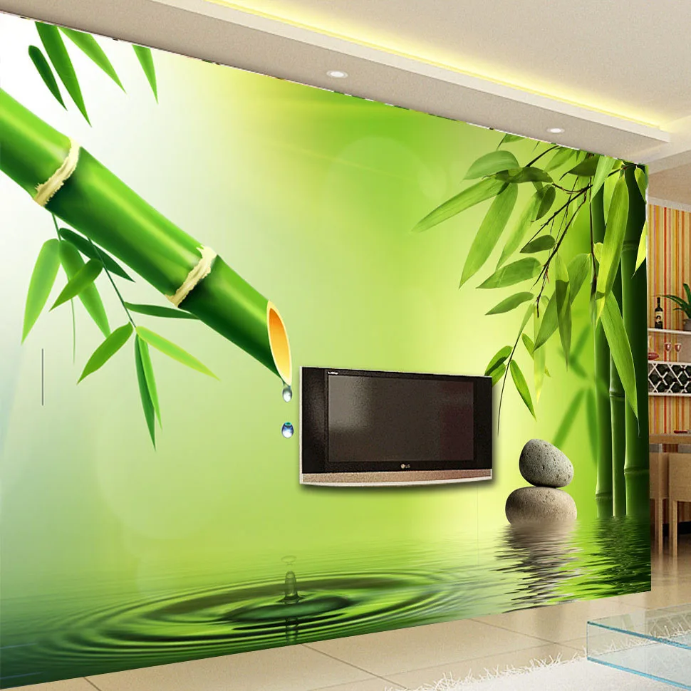 Us 83 55 Di Scontocustom 3d Foto Carta Da Parati 3d Stereoscopico Di Bambù Verde Gocce Dacqua Sfondo Muro Murales Per La Decorazione Soggiorno