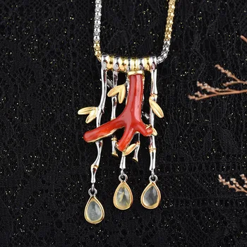 شراءجديد مجوهرات ريترو التايلاندية الفضة مصنع الجملة الإبداعية الحرف المرجانية قلادة و بروش ثنائي استخدام S925 فضة مجوهرات