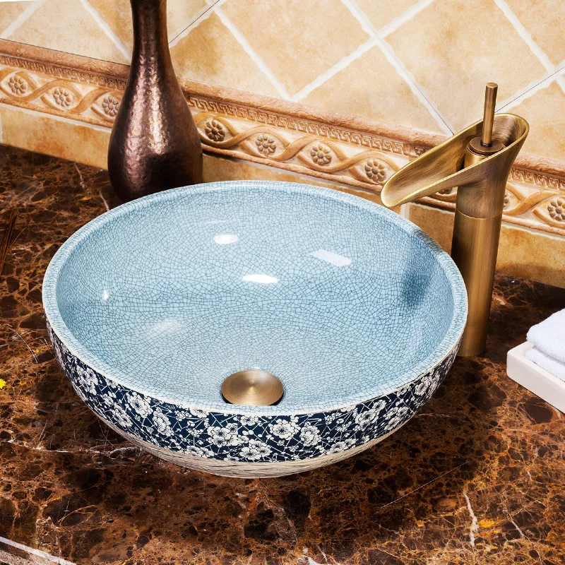 Europe style China Handmade Lavabo Washbasin Artistic Bathroom Sink countertop porcelain bathroom sinks (3)