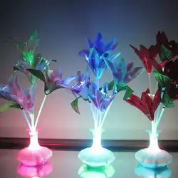 Электрический светодио дный светодиодный ночник прикроватный светодио дный Красочный светодиодный волокно цветок лилии Ваза Форма
