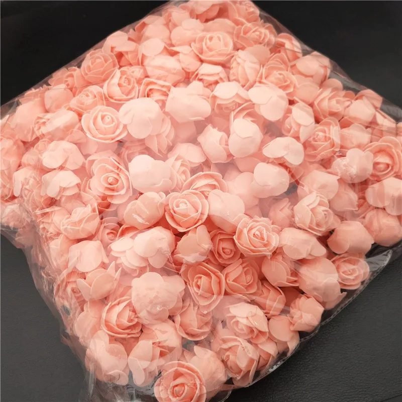 500 шт Пена роза 3 см Искусственный Цветок Голова PE Роза аксессуары в виде мишки украшения подарок на день Святого Валентина
