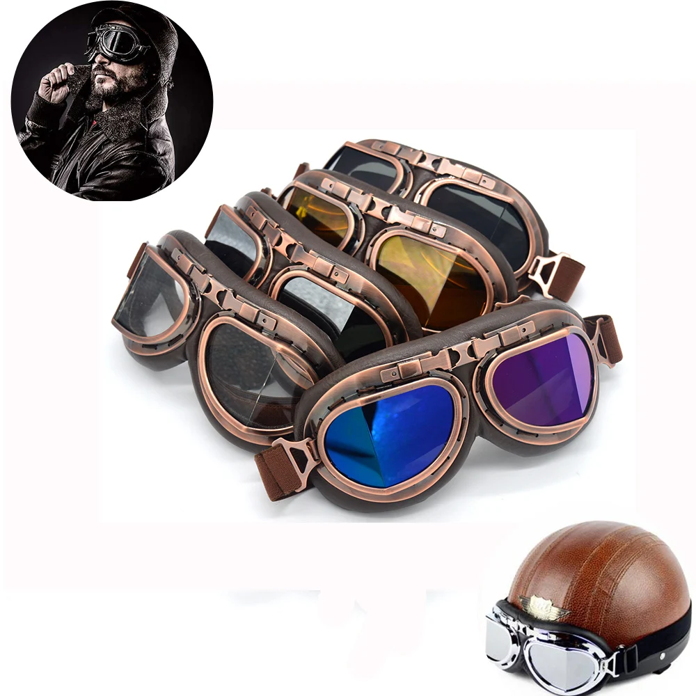 Evomosa Motorcycle Helmet Goggles Vintage Wwii Steampunk Retro Classic Custom Sunglasses Pilot