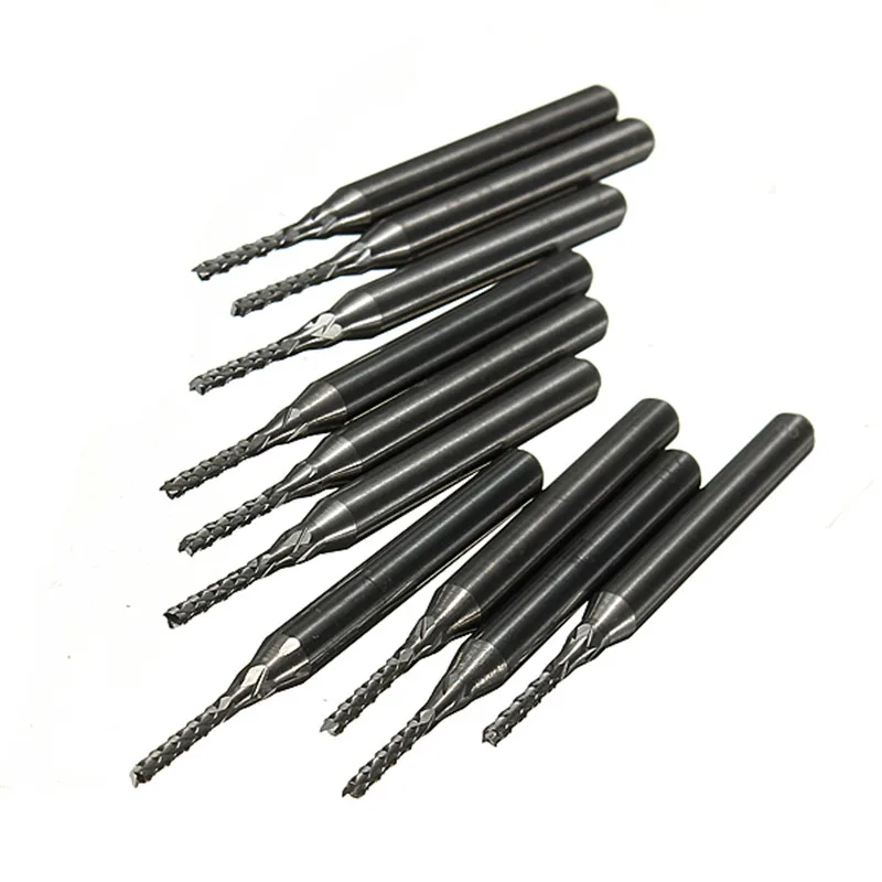 

New Arrival Lots 10 Pcs Carbide End Mill Engraving Bits for PCB Rotary Burrs 1.2mm For Metal Working Wood Drilling Hot Sale