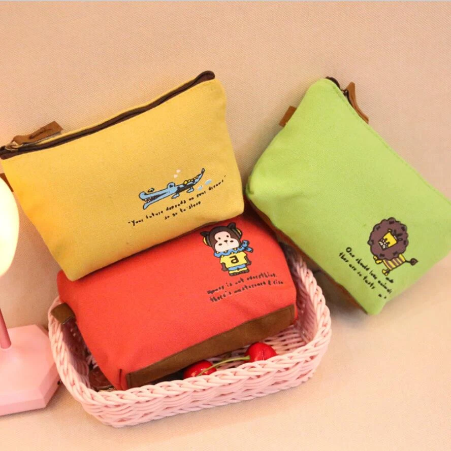 Nuevos monederos creativos bonitos de lona para mujer con patrón Animal búho León zorro niña niños bolsa de monederos de unids/lote|Monederos| - AliExpress