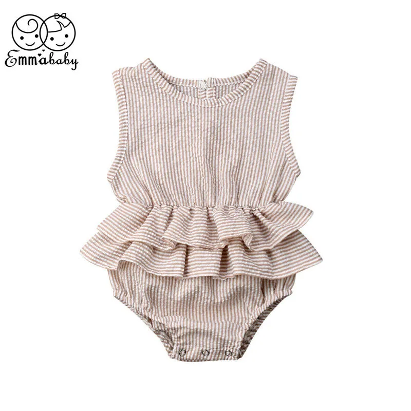 

Newborn Baby Girls Bodysuit Summer Kids Clothes Infant Cotton Bodysuit Toddler Ruffle Jumpsuit Children Outfit 0-2T