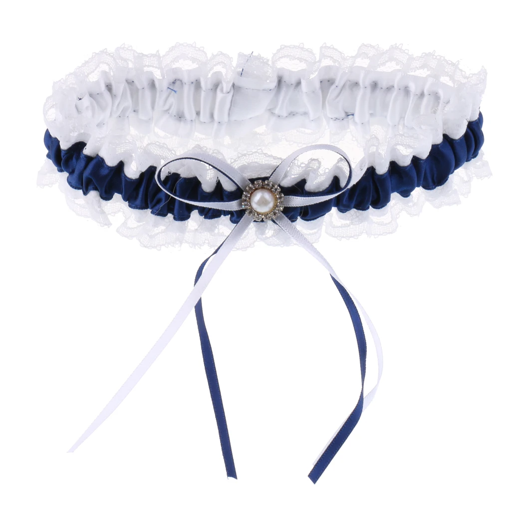 Женские голубые и белые кружевные подвязки для ног, свадебные подвязки с атласным бантом, милые аксессуары для свадьбы
