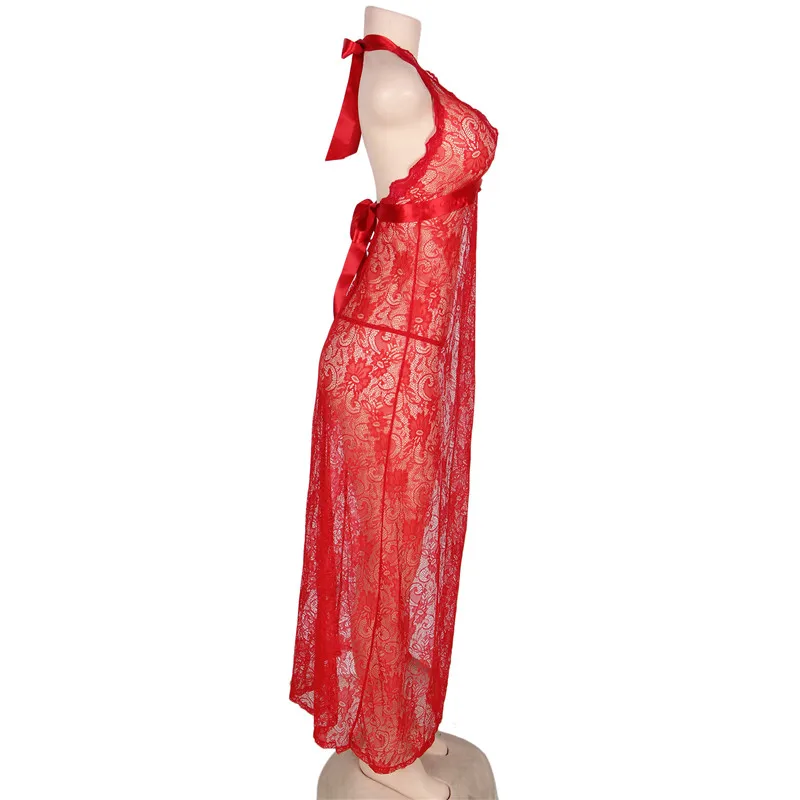 Ohyeahlover кружевное ночное сексуальное платье с открытой спиной нижнее белье платье с разрезом по бокам длинная ночная рубашка женская сексуальная комбинация большого размера RM80337