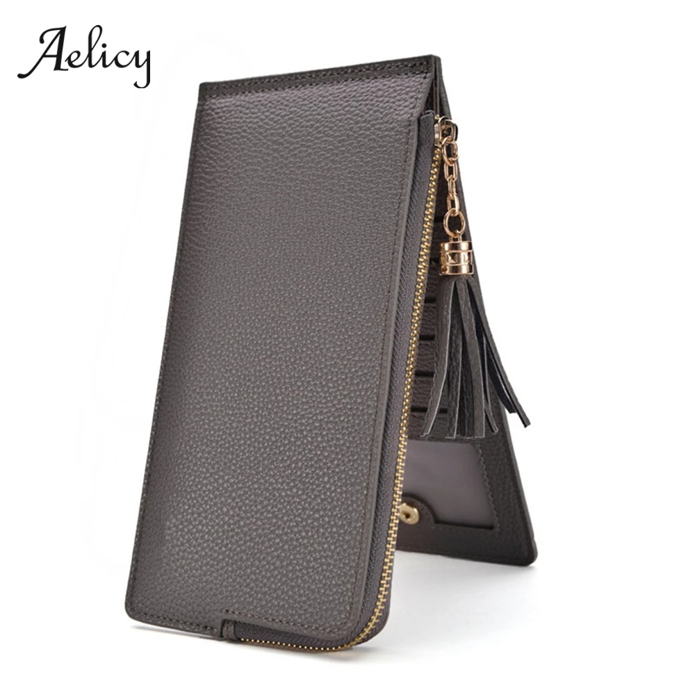 

Aelicy Long Wallet Men Slim Thin Card Purse Long Credit Card Bag multi-functional Mobile Phone Pouch Leather Wallet Women