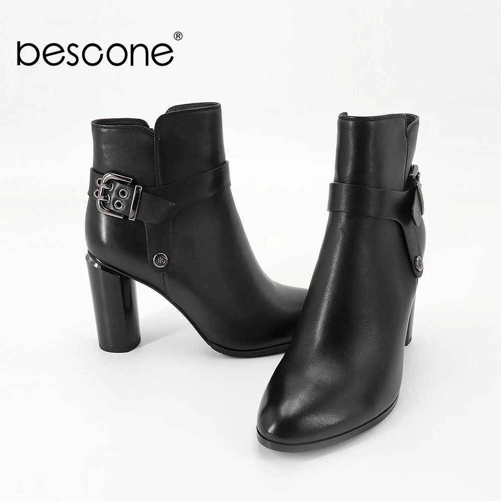 скидка BESCONE 2019 новый осень овчины молния женские сапоги Острый
носок полированная туфли на квадратном каблуке Модные металлической
пряжкой Basic Boots ... Обзор