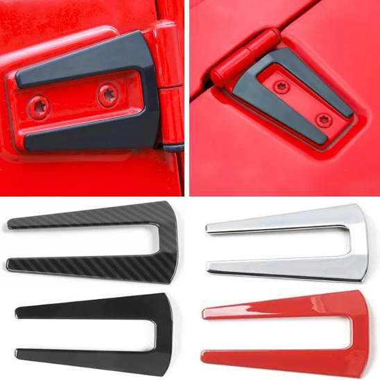 Newest Door Hood Hinge Covers Exterior Trim Bezel Styling ABS Carbon Fiber Vinyl For Jeep
