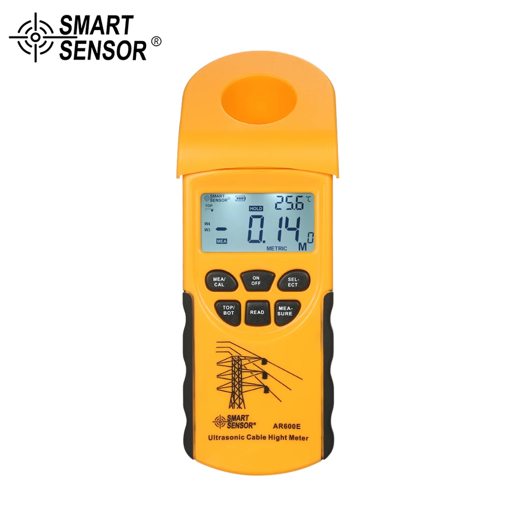 AR600E Ultrasonic Cable Height Meter 6 Cables Measurement Handheld LCD display Measuring Range( Height 3-23m,Plane 3-15m