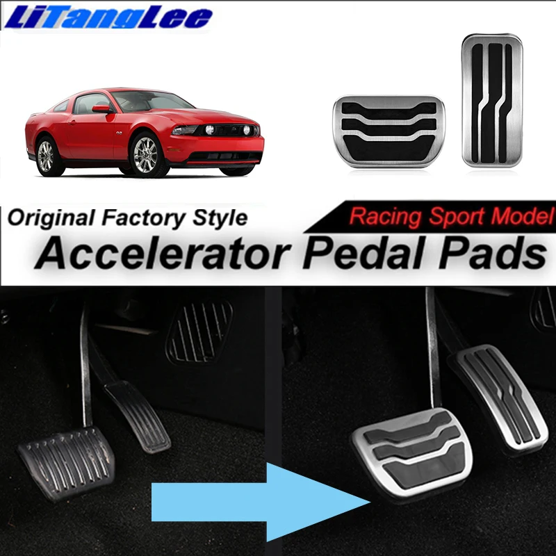 

LitangLee Car Accelerator Pedal Pad Cover Foot Throttle Pedal Cover Sport Racing Model For Ford Mustang MK6 2015~2019 AT