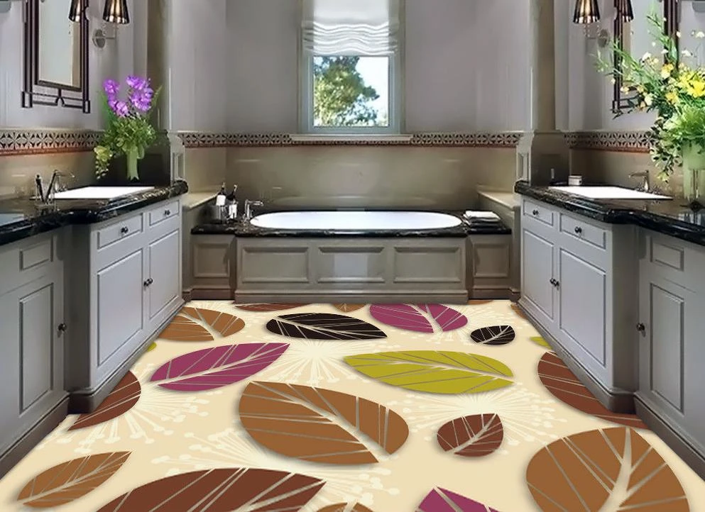 3dフローリング色とりどりの葉で飾らスタイリッシュな3dフローリング3d床絵画壁紙pvc床壁紙 Pvc Flooring Wallpaper Floor Wallpaperpainting Wallpaper Aliexpress