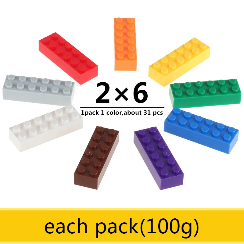 

2x6 Small Bricks Classic Base Building Blocks Colorful Enlighten Bricks Learning Toys For Kid Each Pack 100g About 31 PCS