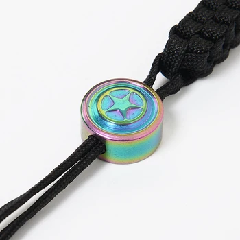 

1pcs Star Pattern Paracord Beads Knife Lanyard Titanium Alloy DIY Pendant Buckle Paracord Accessories