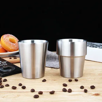 

Quevinal 300pcs 7oz 200ml Beer Mugs Stainless Steel Double Wall Insulated mugs Coffee mugs camping water milk mug