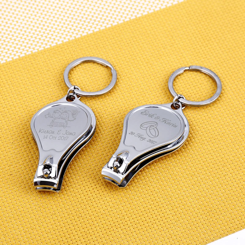 Personalized Engraved Metal Nail Clipper Keyring Bottle Opener Keychain