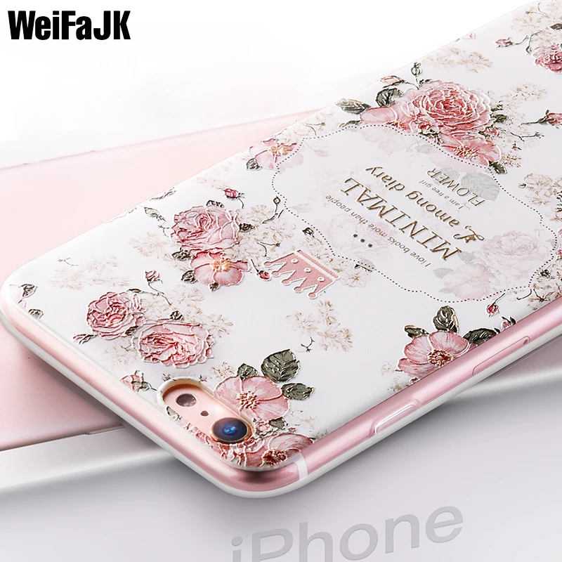 Weifajk 3d レリーフの花パターン化シリコンケース Iphone 6 6s プラス 7 8 ソフト Tpu ケース 5 5s Se 6 6s 7 8 プラスケース Case For Iphone Silicone Casetpu Case Aliexpress