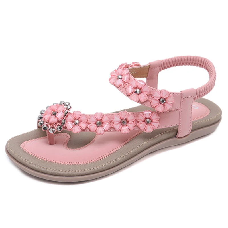 

Bohemian Women Sandals Summer Beach Sandals Women Shoes Fashion Ladies Sandals Crystal Flower Flip Flops Women Flat Sandals