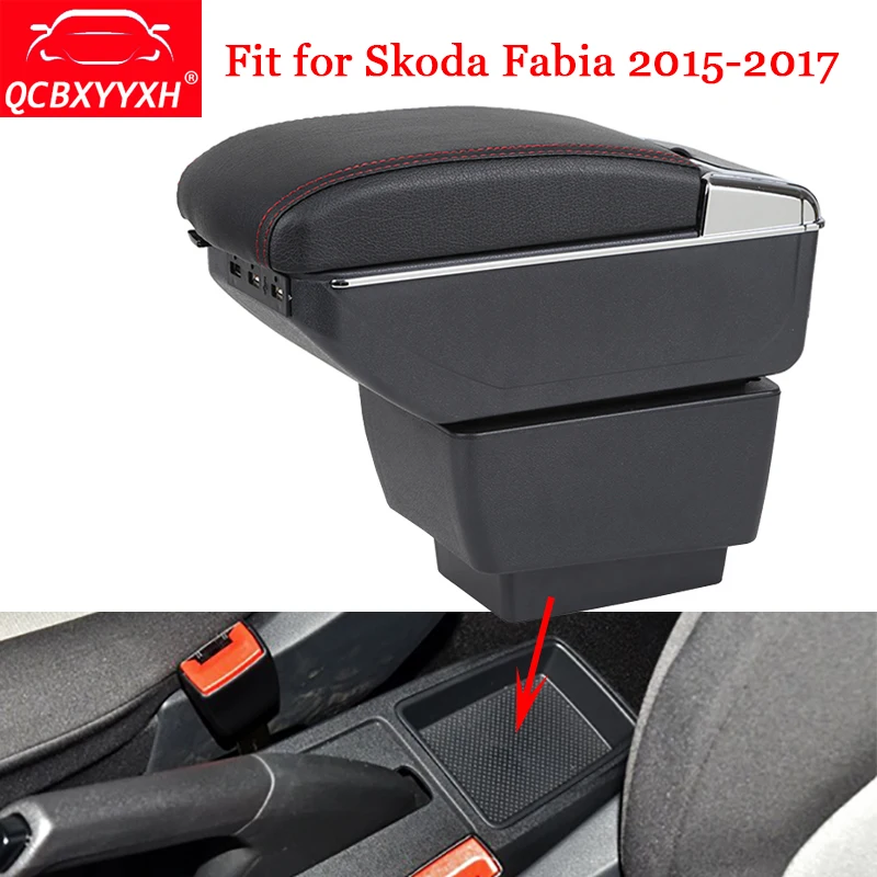 

QCBXYYXH For Skoda Fabia 2015-2017 USB&ABS Car Armrest Box Center Console Storage Box Decoration Holder Case Auto Accessories