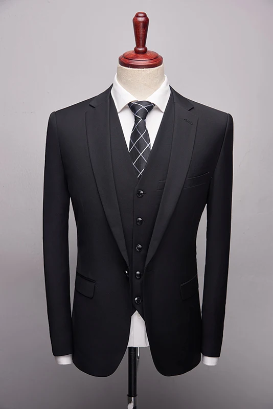High Quality Wild black Men's Suits Slim Fit Casual Business Suits One button Clothes Solid Formal Wear Wedding Groom Tuxedos