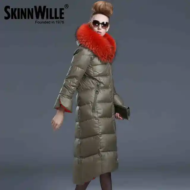 Cheap  2016 new  winter Thicken Warm woman Down jacket Coats Parkas Outerwear Hooded Raccoon Fur collar  Straight long plus size 2XXL