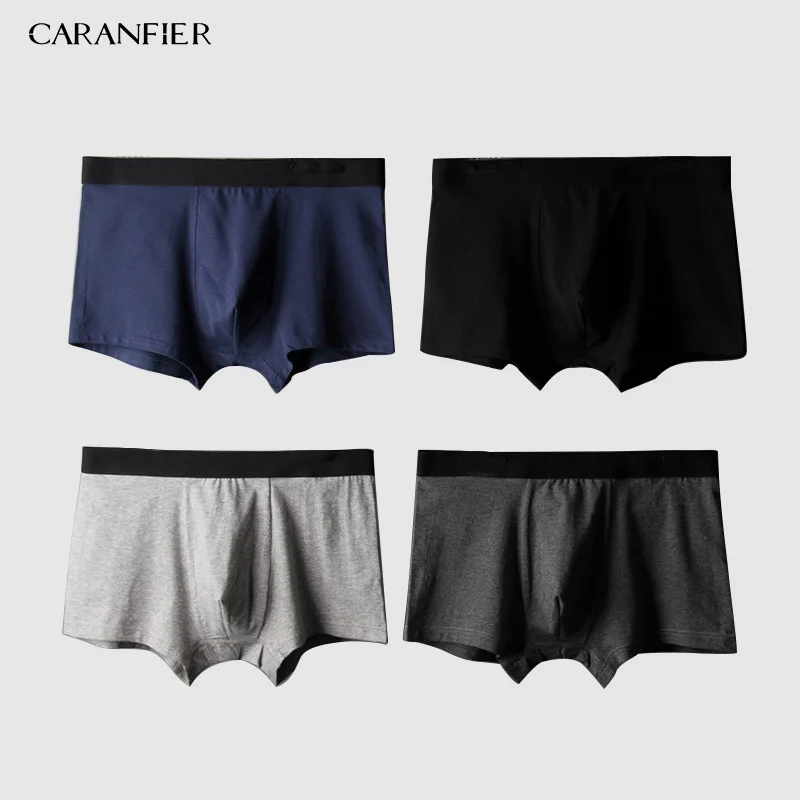 004 CARANFIER, 4 шт., мужские хлопковые трусы, мужское нижнее белье, боксеры, дышащие мужские боксеры, одноцветные трусы, удобные брендовые шорты Jdren - Цвет: 004
