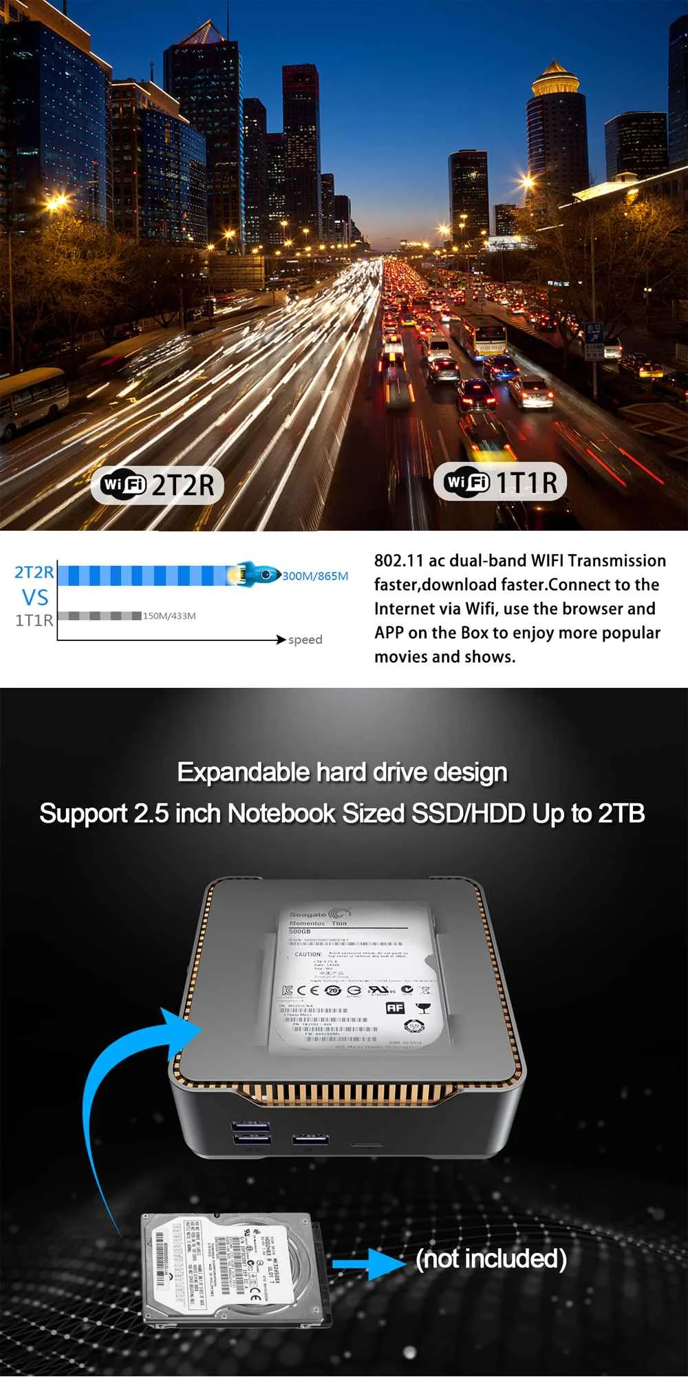 A95X Max tv Box Amlogic S905X2 4 Гб 64 ГБ Android 8,1 1000 Мбит/с 2,4G 5G WiFi BT4.2 поддержка 4K 2,5 дюймов SSD HDD H.265 USB3.0