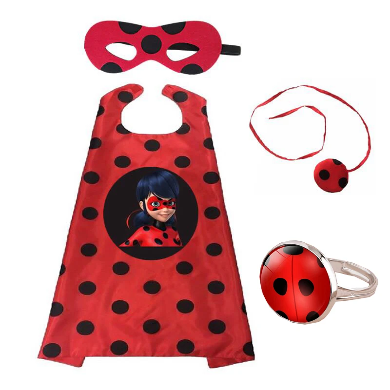 

Christmas Ladybug Cosplay Capes Wig Cape Halloween Mask Superhero Cloak Mask Girl Set Marinette Costume Cloaks Anime