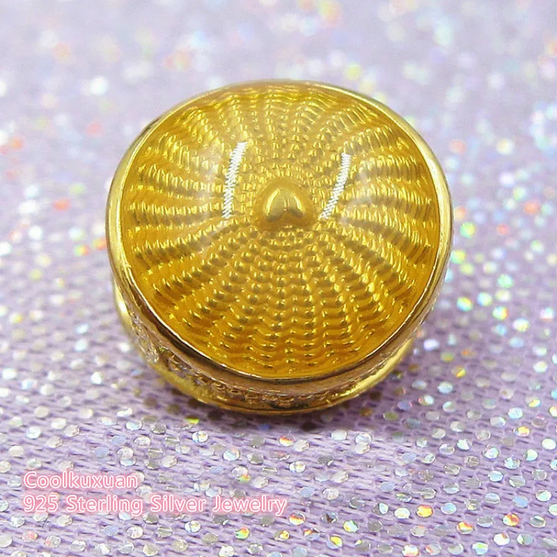 

2019 Spring 925 Sterling Silver Rays of Sunshine Charm, Yellow Enamel & Clear Charm Beads Fit Original Pandora Charms Bracelet