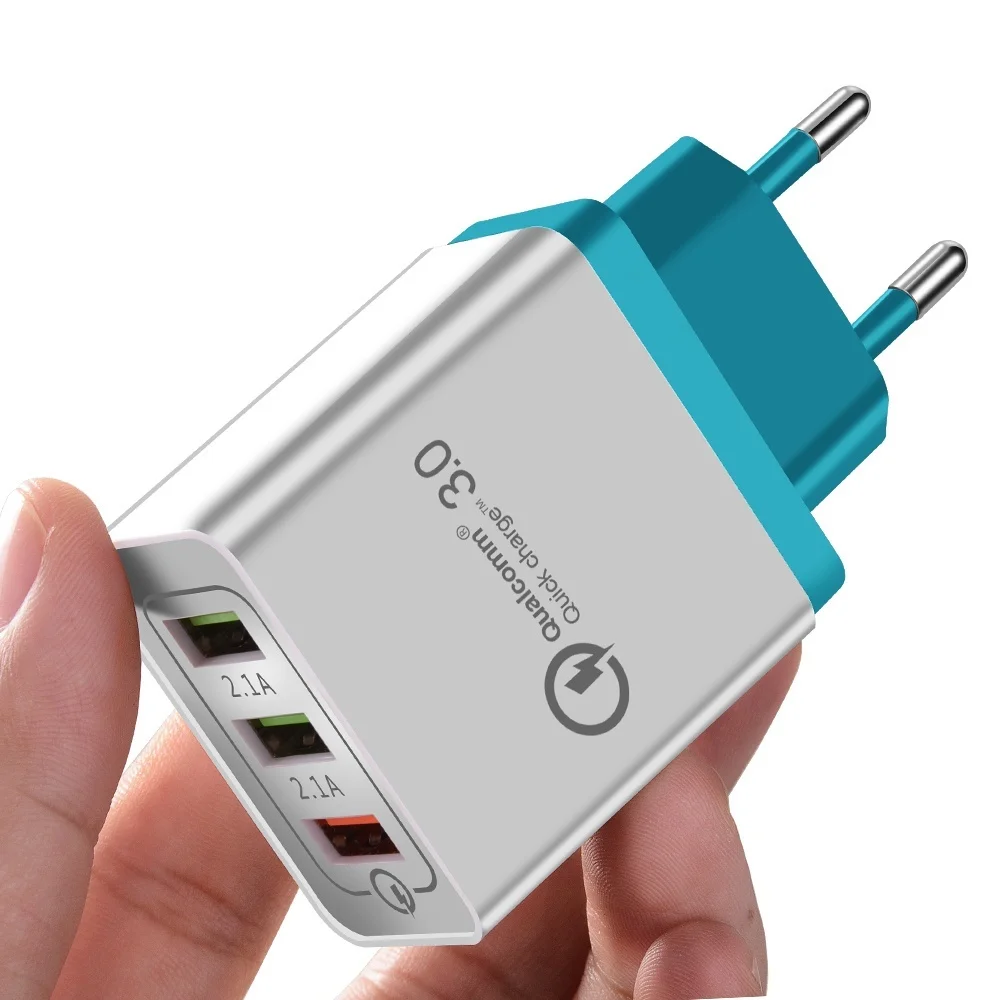 شاحن يو اس بي سريعة تهمة 3.0 الهاتف المحمول شاحن 3 ميناء USB شحن سريع لل LG V30 V20 G6 G5 الإبرة 3 اللوحي شواحن