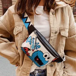 Маленькая черная сумка женская 2019 новая Ins Tide Милая мультяшная уличная сумка-мессенджер с изображением кунжута Джуди карман нагрудная